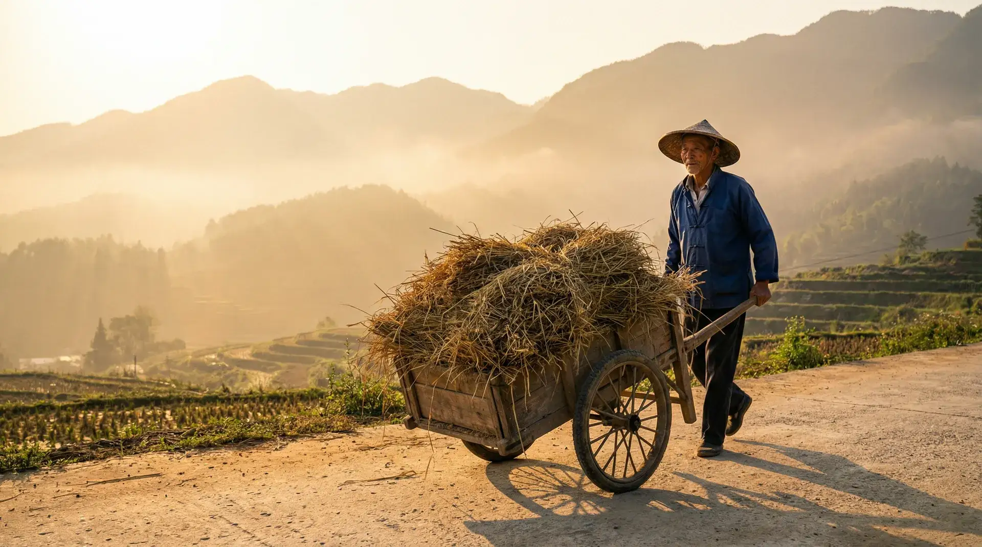 老农推车行走在乡间小路 - 老汉推车| 热门视频